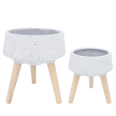 Pot de fleurs gris avec support de pieds, 11/15 po, idéal pour les pieds de jardin et de piscine, décoration intérieure de porche appropriée
