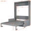 Lit escamotable gris pleine grandeur, lit avec coussin confortable, espace de rangement, matériaux multifonctionnels, rangement