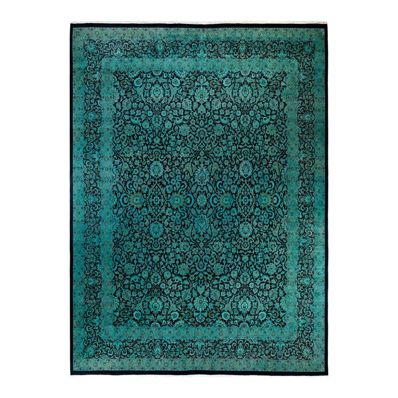 Tapis vert unique de 9 pi 10 po x 13 pi 7 po Yandriel