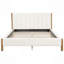 Structure de lit avec tête de lit épaisse rembourrée Boucle, pieds en bois massif, blanc-1132451834