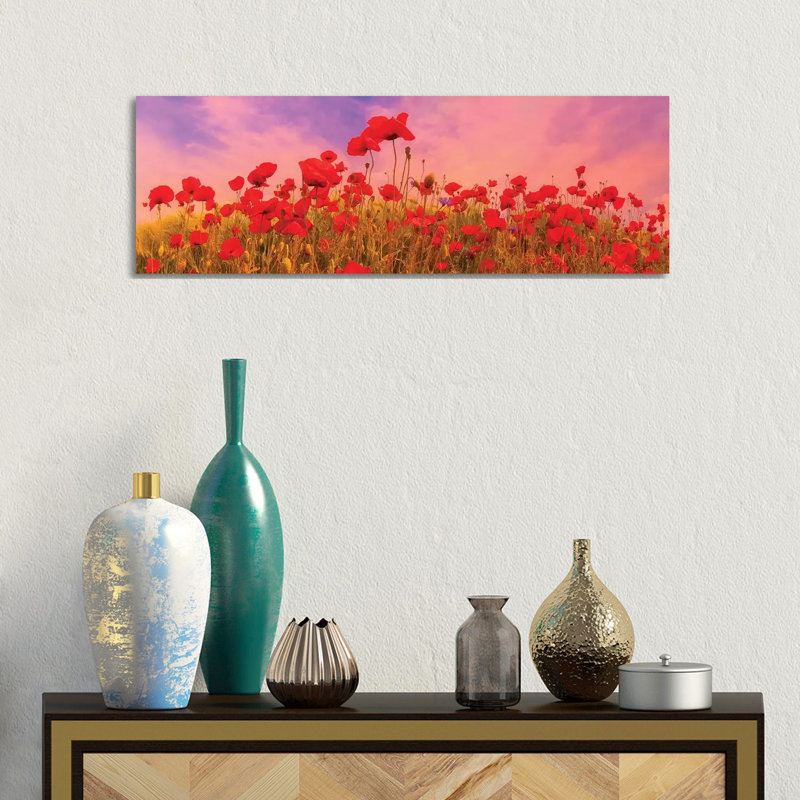 Idyllic Field Of Poppies At Sunset by Melanie Viola - Wrapped Canvas Panoramic Gallery-Wrapped Canvas Giclée