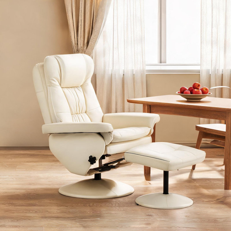 Fauteuil de bureau inclinable et table de salle à manger classique en similicuir blanc avec siège inclinable et pivotant