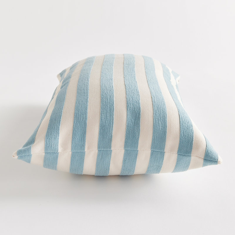 Polyester Indoor/Outdoor Pillow Cover & Insert, Rectangular 12"H x 22"W, Blue/Ecru