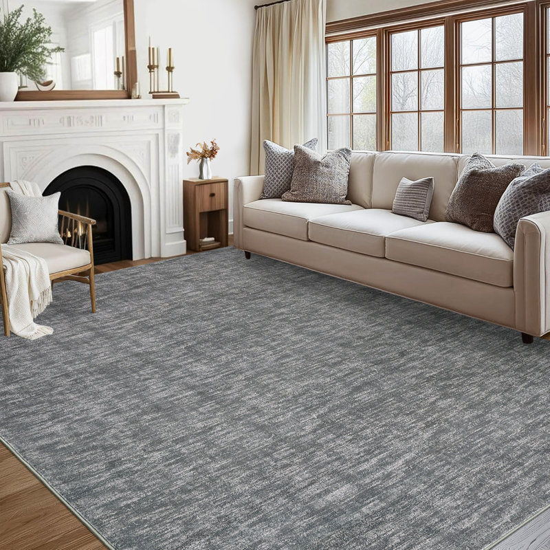 Tapis lavable à la machine avec envers en caoutchouc pour le salon Tapis de salle à manger antidérapant moderne Tapis de sol solide facile à nettoyer pour la chambre à coucher, le couloir, la cuisine, la salle de jeu et le bureau
