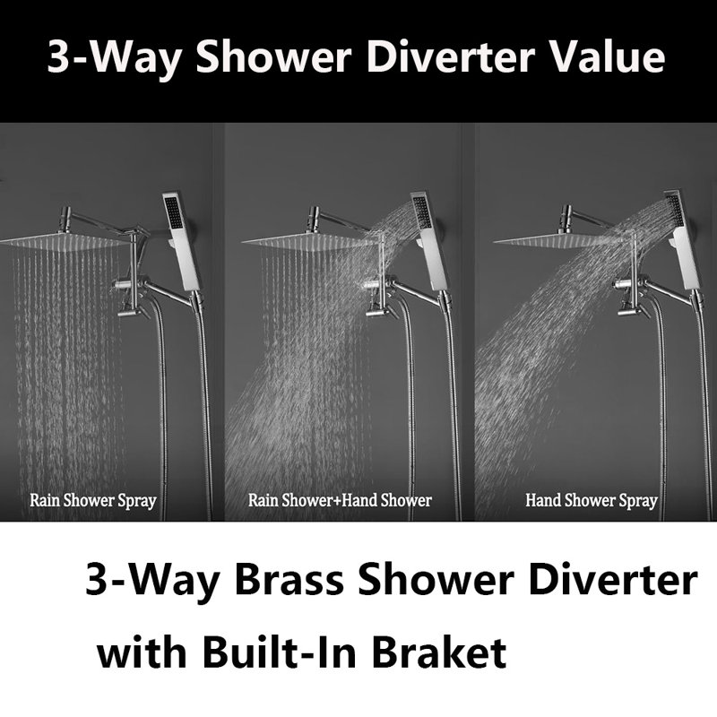 All Metal 8 Inch  Rain Shower Head With Handheld Combo For California, Chrome