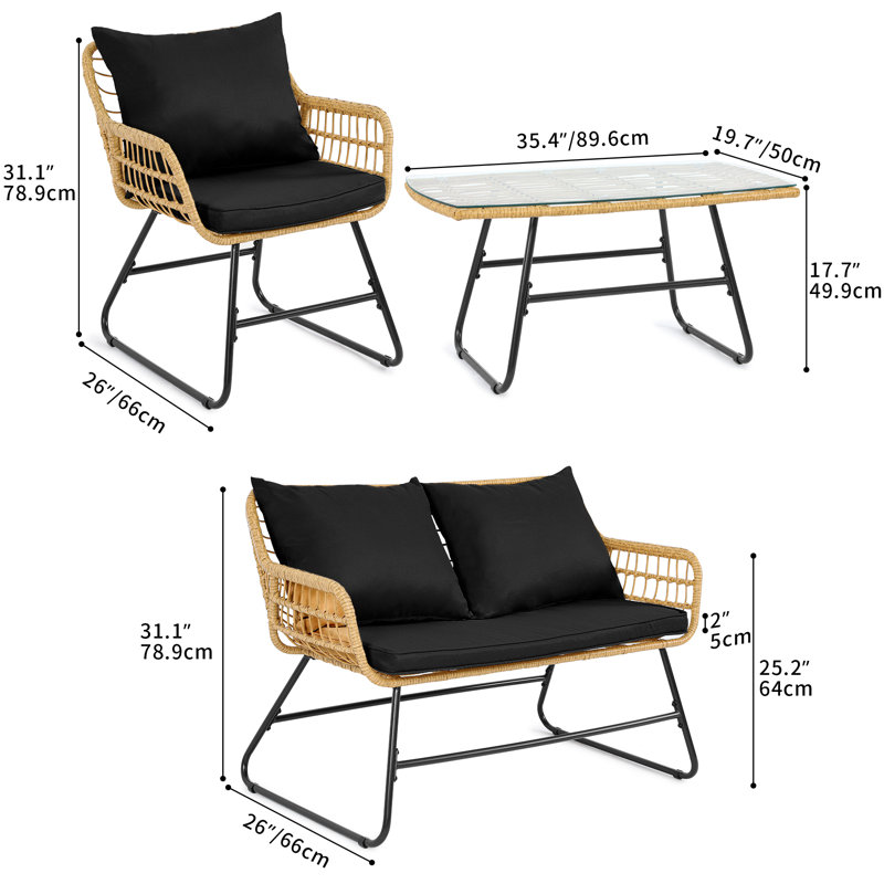 Ensemble bistro Latitude Run® All-Weather Rattan, Brun / noir, Gris