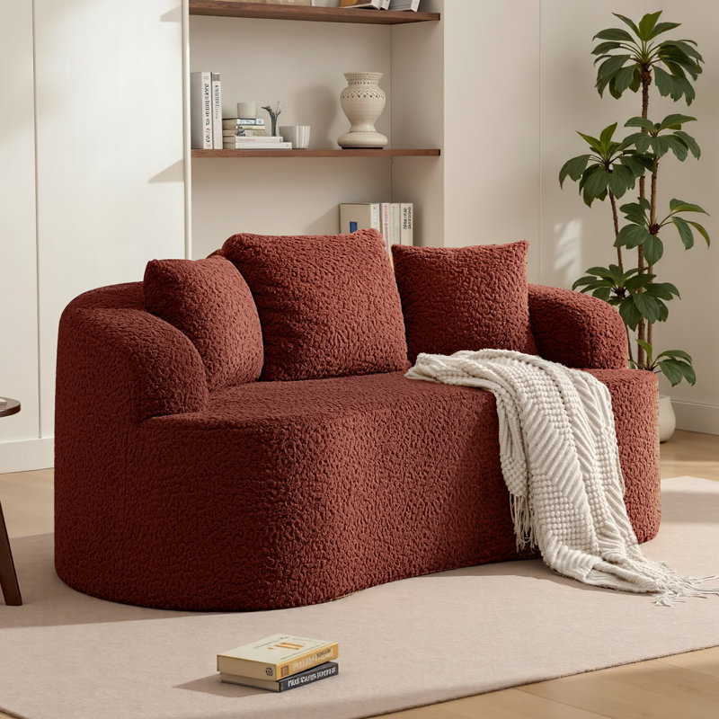 Canapé courbé en peluche avec coussins 65,4 "Boneless, Rouge