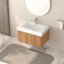 Meuble-lavabo mural de 30 po avec lavabo, armoire de salle de bain murale flottante avec contreplaqué intégré
