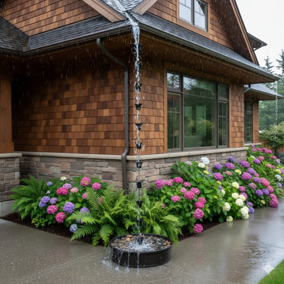 10 ft Black Metal Decorative Rain Chain – Outdoor Gutter Downspout Replacement with 15 Ribbed Bell Cups