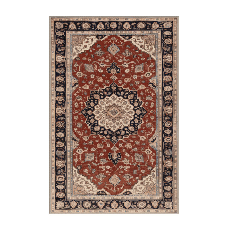Tapis beige lavable à la machine, Rectangulaire 3 pi x 5 pi