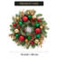 Couronne de Noël élégante de 16 pouces avec ornements rouges, verts et dorés, décoration de vacances d'hiver pré-éclairée, intérieur / extérieur