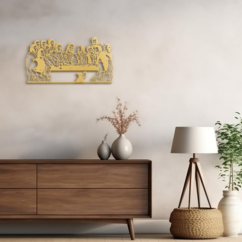 Décoration murale en métal, H 16 po x l 24 po x P 0,05 po, Or