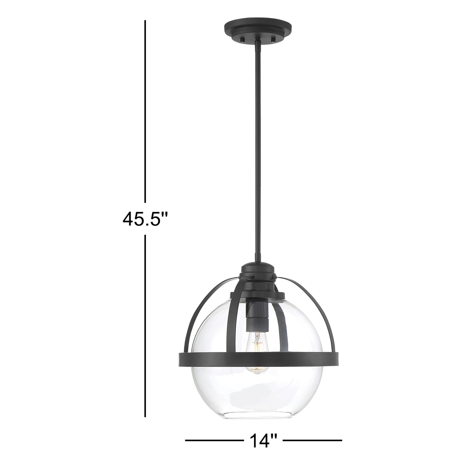 Single Light Glass Dimmable Pendant, Matte Black