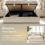 Boucle Bed Frame With Storage, Upholstered Headboard, Metal Bed Frame With Headboard, Hydraulic Storage System, No Box Spring Required-114546770