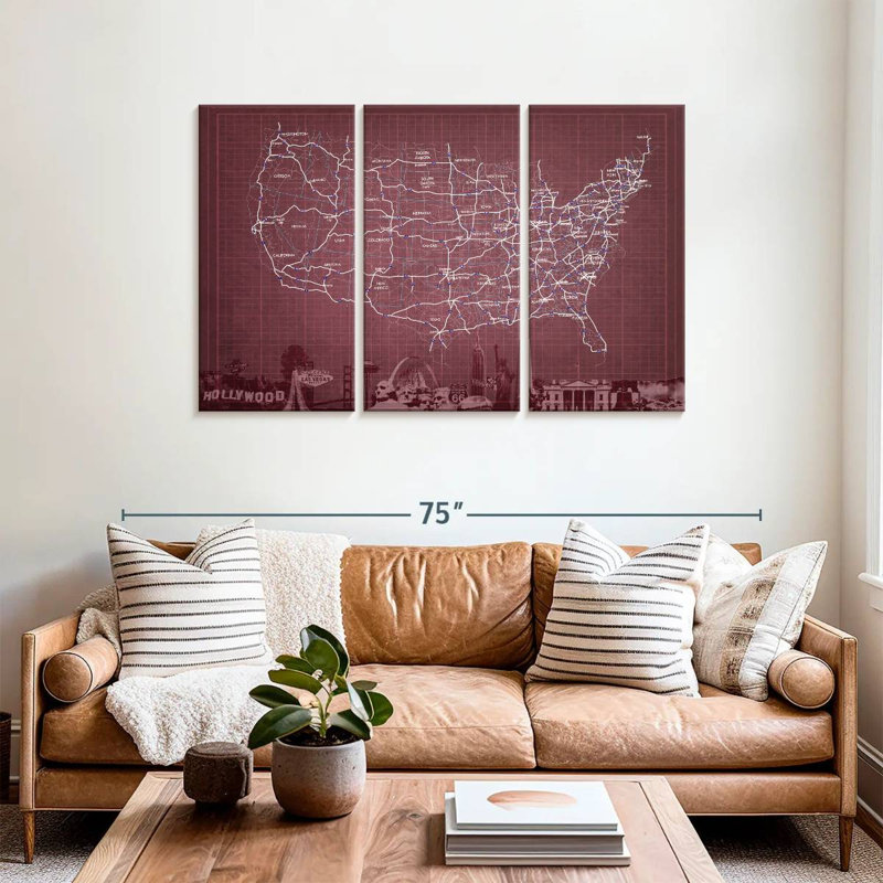 Carte des Aloon Maroon Highway, États-Unis, H 36 po x l 57 po
