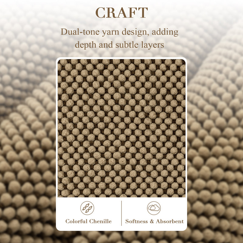 Thick Soft Absorbent Non Slip Boho Bath Mats, 20*47+20*32, Light Brown