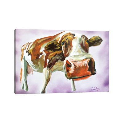Brown And White Cow by Gordon Bruce - Painting on Canvas