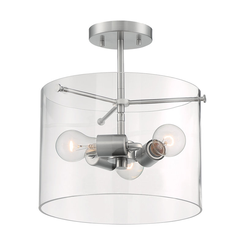 Barines Glass Semi Flush Mount, Brushed Nickel