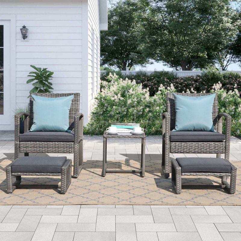2 - Person Patio Conversation Set with Cushions, Dark Gray