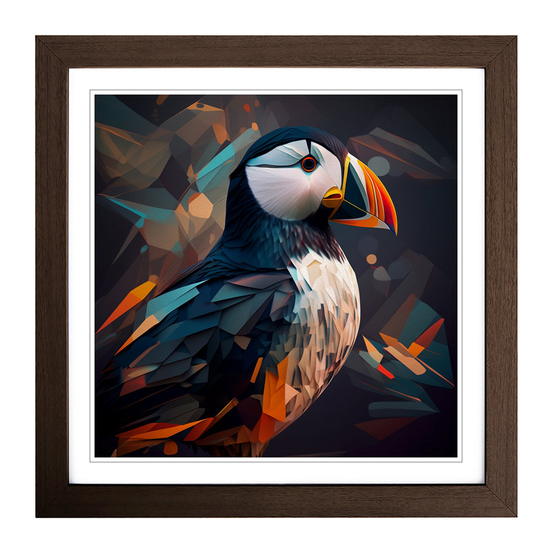 Puffin Abstract No.1 - Framed Print, Walnut
