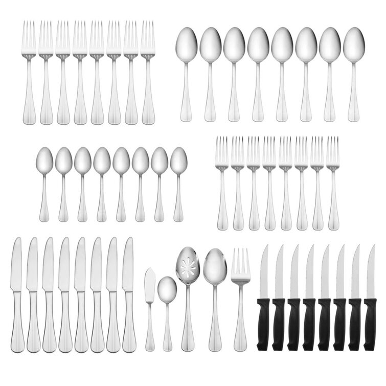 Pfaltzgraff Everyday Simplicity 53-Piece Stainless Steel Flatware Set, Service for 8