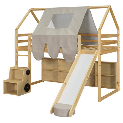 Loft Bed With Slide, Storage Bookcase and Stairs by Harper Orchard