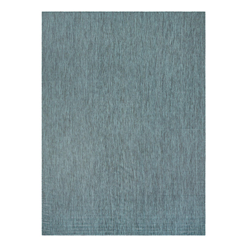 Tapis bleu sarcelle intérieur / extérieur Sevim, Rectangle 10 pi x 14 pi 1 po