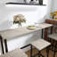 Ensemble de table de salle à manger 4 pièces à hauteur de comptoir avec 3 tabourets et table extra longue, ensemble de table de pub avec repose-pieds, structure en métal et panneau de fibres à densité moyenne gris pour café, cuisine et salle à manger-1042708238-1042708237