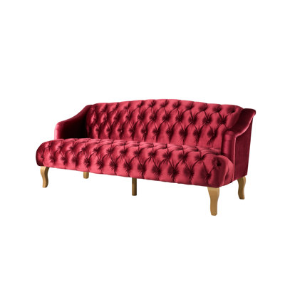 Canapé à bras évasés, sofa confortable à 3 sièges avec pieds en bois, pour salon et étude
