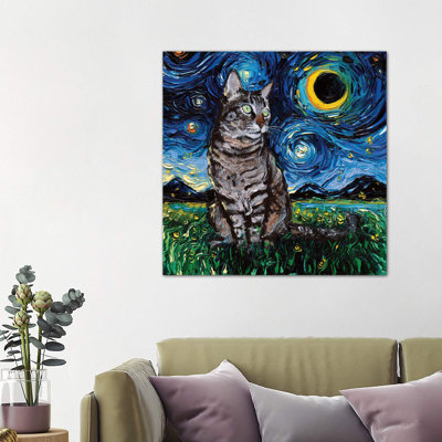 Tiger Cat Night 1 Piece Wrapped Canvas Painting