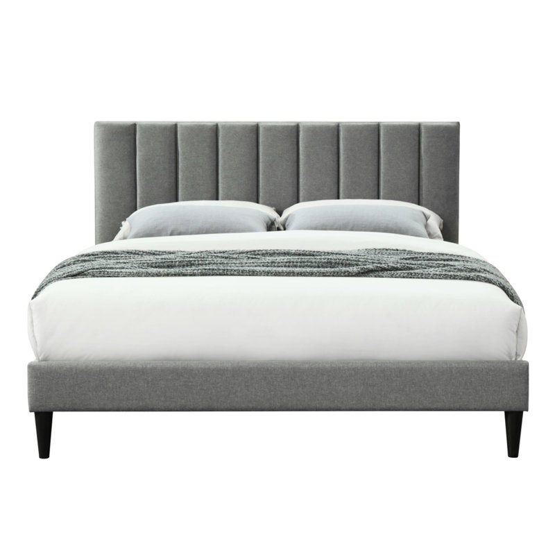 Lit simple dans une boîte avec fonctionnalité - tête de lit gris avec conception et texture rembourrées