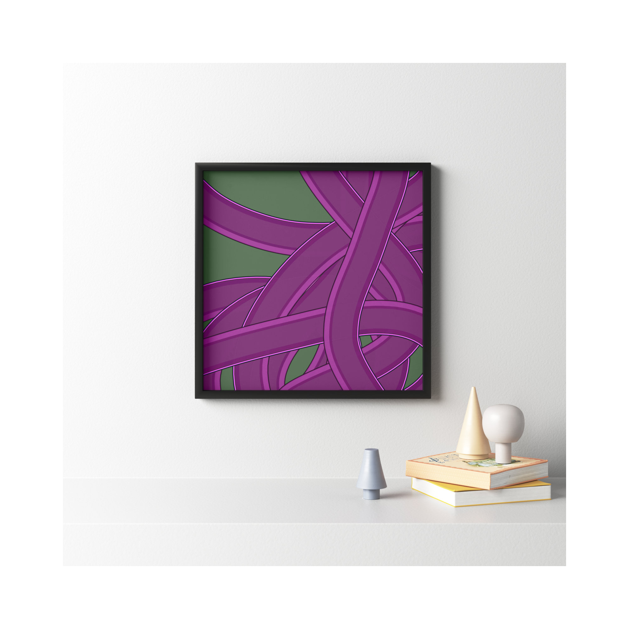 Tangled Twist by Jacques Pilon, Black, 24" H x 24" W x 1.25" D