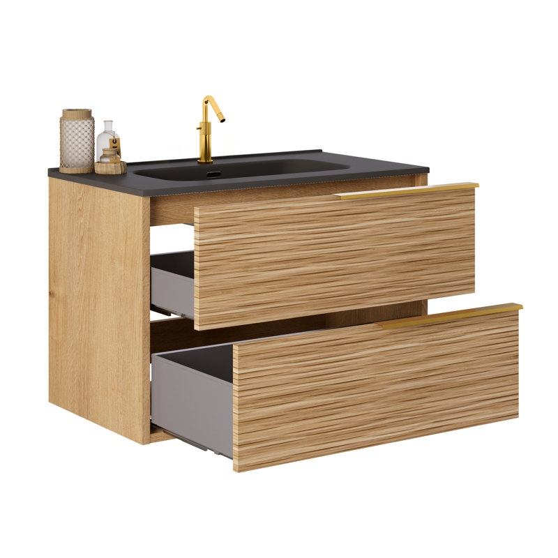 Meuble-lavabo mural simple 32 po Nora, Doré, 32" W
