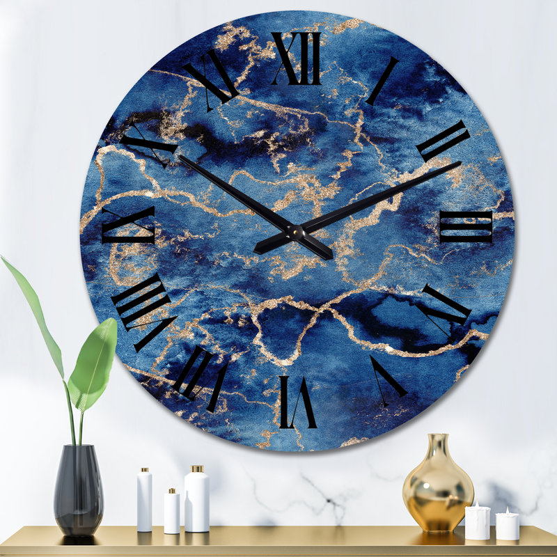 Horloge murale moderne Blue Gold, Surdimensionné