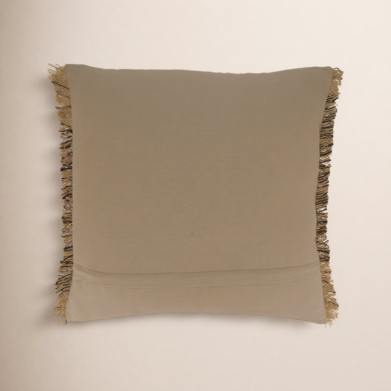 Carey Fringed Cotton Throw Pillow, Polyester/Polyfill, Natural