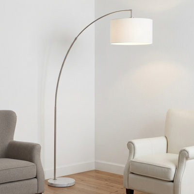 Lampe sur pied en métal 86 "Allegro", blanc et argent brossé