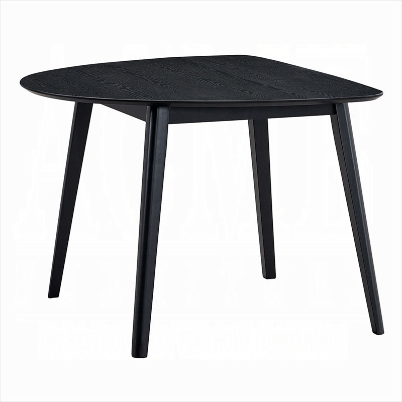 Irregular Shape Dining Table with Solid Rubberwood Construction and Sleek Black Finish Seats 4