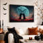 Toile murale d'Halloween représentant une silhouette de papillon et de lune fantastique sur fond de pierre-309767680