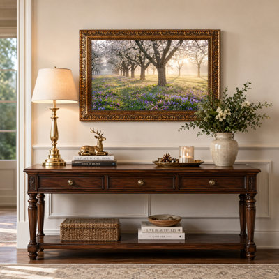 Toile naturelle encadrée en bois naturel, pour le salon, la chambre à coucher, le bureau ou le vestibule - décoration murale décorative avec fleurs printanières