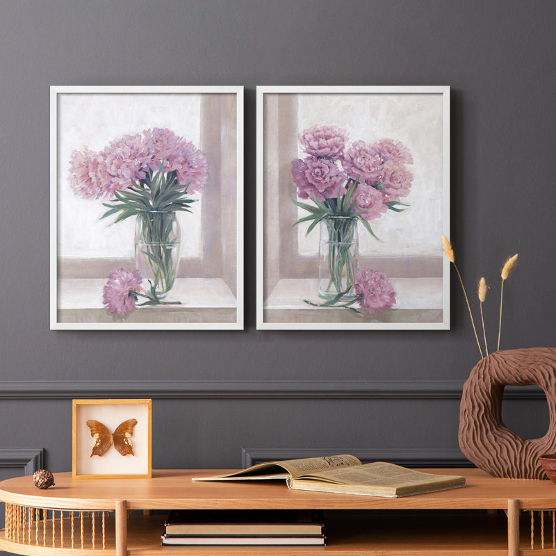 Impression encadrée I-Premium de Windowsill Floral - prête à être accrochée - aucun clou requis - aucun clou requis, Blanc