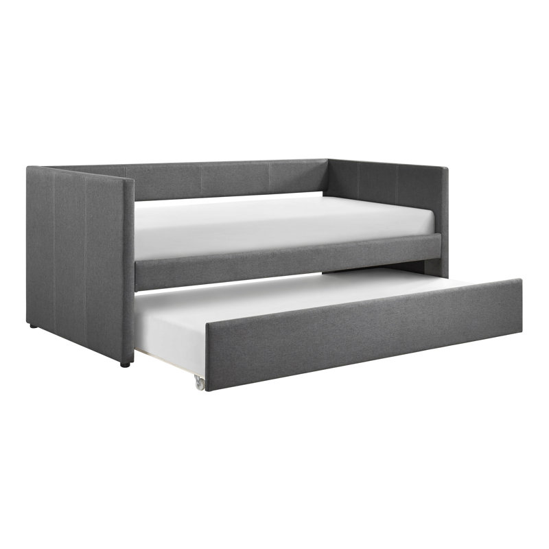 Lit de jour 1pc avec tissu d'ameublement moderne, Gris foncé