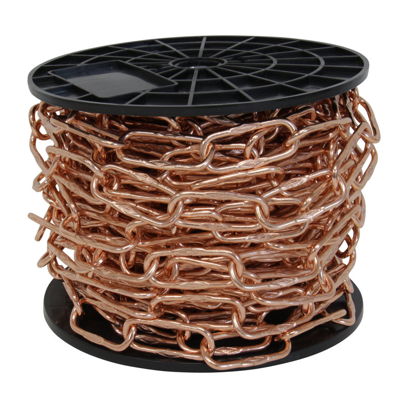 Decorative Solid Spanish Link Chain or Chain Break (65 feet), Copper
