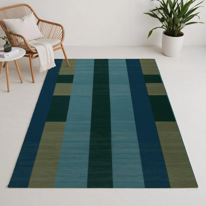 Tapis d'intérieur et d'extérieur à carreaux bleu, Rectangle 5 pi x 7 pi