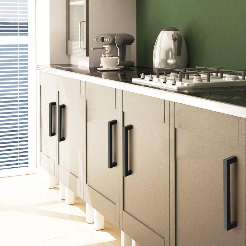 Matte Black Steel Modern Cabinet Bar Handle with Mounting Hardware