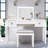 Vanity Set With Mirror And Stool - Makeup Vanity Table With Storage Drawers And Organizer, Space-Saving Design For Small Bedrooms