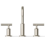 Purist® Widespread Faucet with Drain Assembly Low Lever Handles and Low Gooseneck Spout