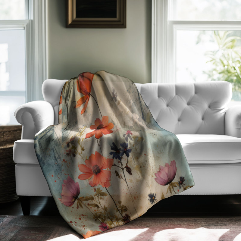 Edgy Flowers - 1 pièce Sherpa Premium, Lit simple
