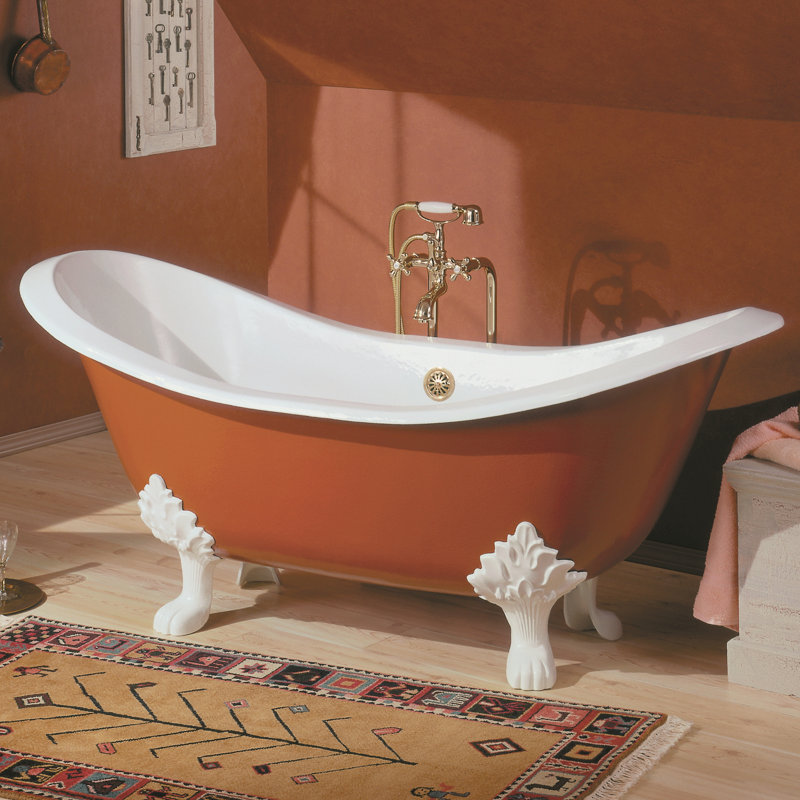 Baignoire de trempage sur pattes 68 "x 31" Regency, Laiton poli, Intérieur blanc et extérieur personnalisé