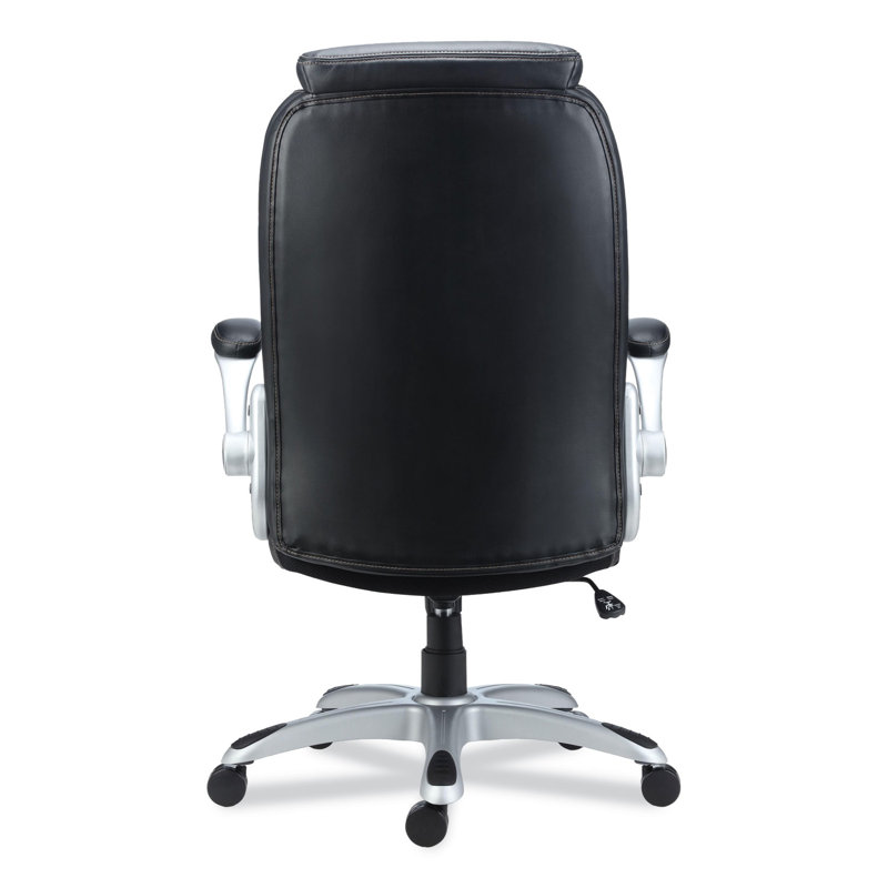 Black Adjustable Leather Task Chair with Quilted Back