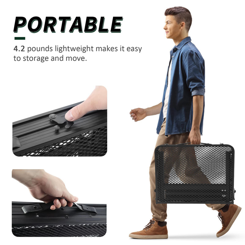 Folding Table, 2X1.3 FT Camping Table With Mesh Desktop,Folding Grill Table With Mesh Bag,Portable Outdoor Table For Picnic,Camping,BBQ,Beach(Black)